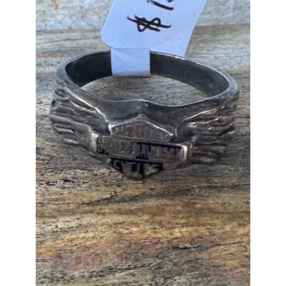 Sterling Silver Harley Davidson Biker Band Ring 4.62g Size 9 - Picture 3 of 6